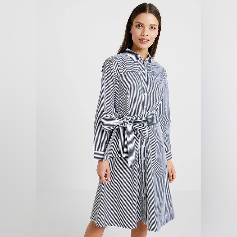 J. Crew Tie-waist Shirtdress in Stripe size 6